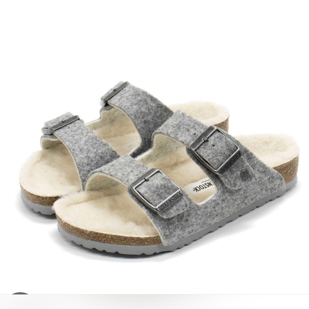 Birkenstock Kids Arizona Rivet Light Gray Wool